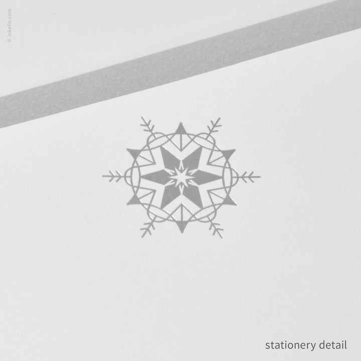 Stationery Set with Silver Snowflake (