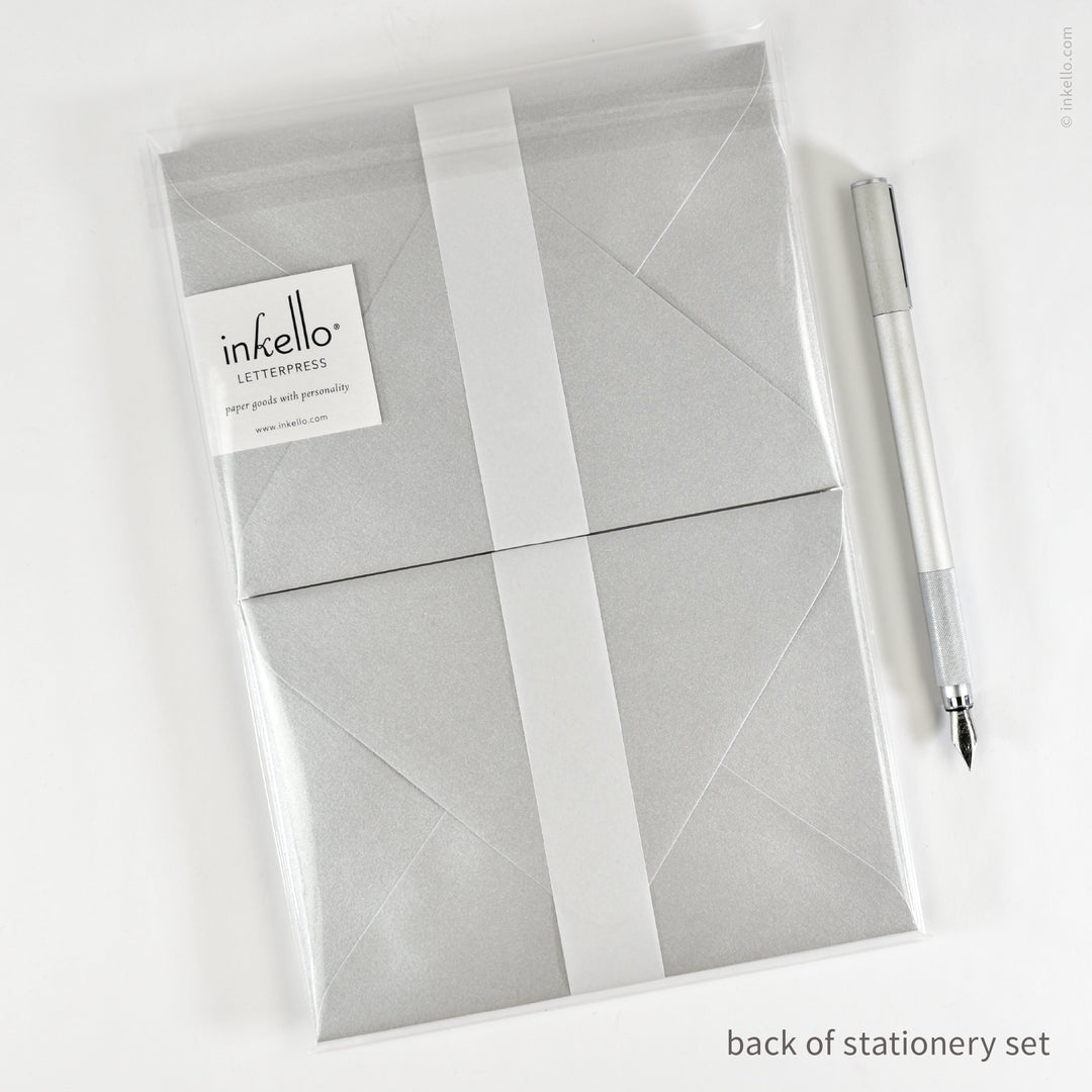 Stationery Set with Silver Snowflake (