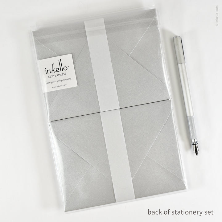 Stationery Set with Silver Snowflake (
