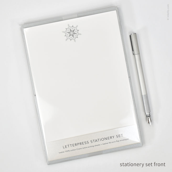 Stationery Set with Silver Snowflake (