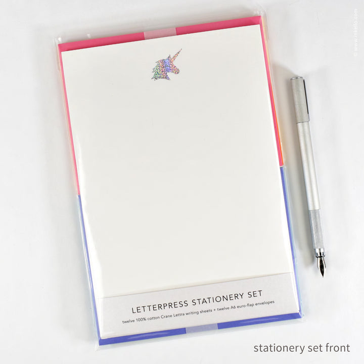 Stationery Set with Sparkly Unicorn (