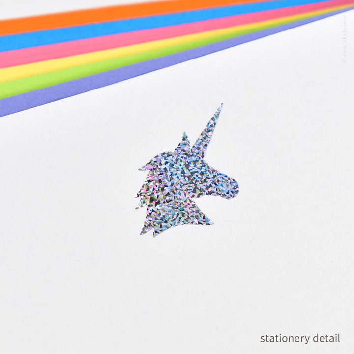 Stationery Set with Sparkly Unicorn (