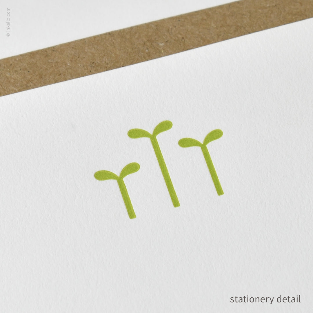 Stationery Set with Three Green Seedlings (