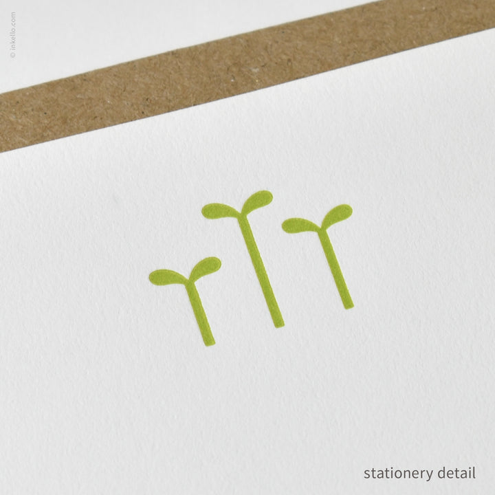 Stationery Set with Three Green Seedlings (