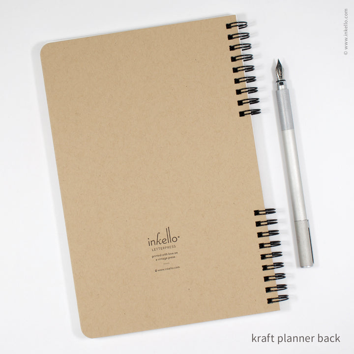 Weekly Planner with Kraft Cover and Black Script Design (