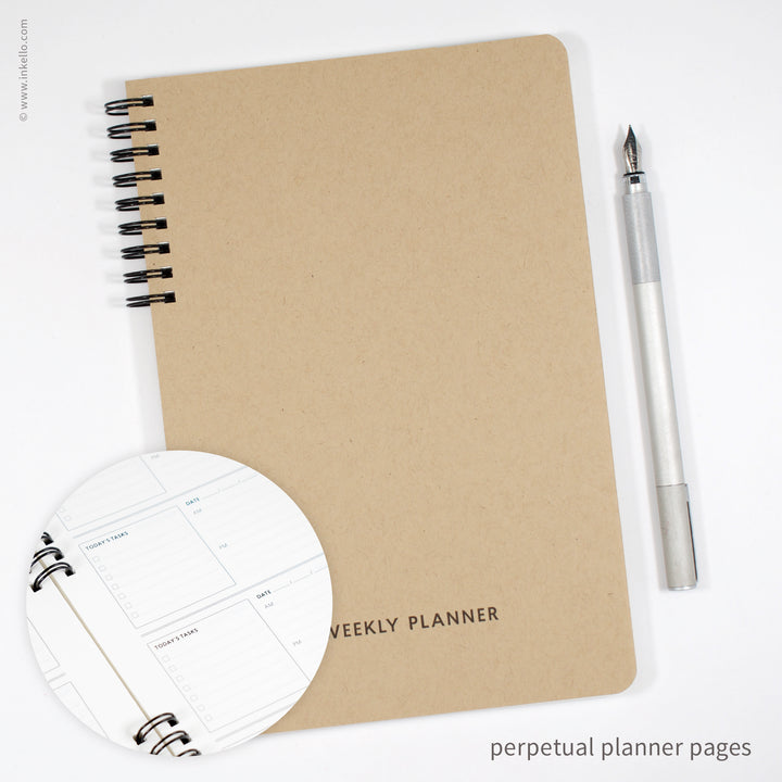 Weekly Planner with Classic Design and Kraft Cover (