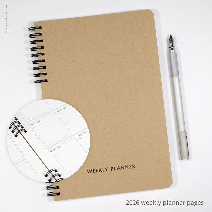 Weekly Planner with Classic Design and Kraft Cover (