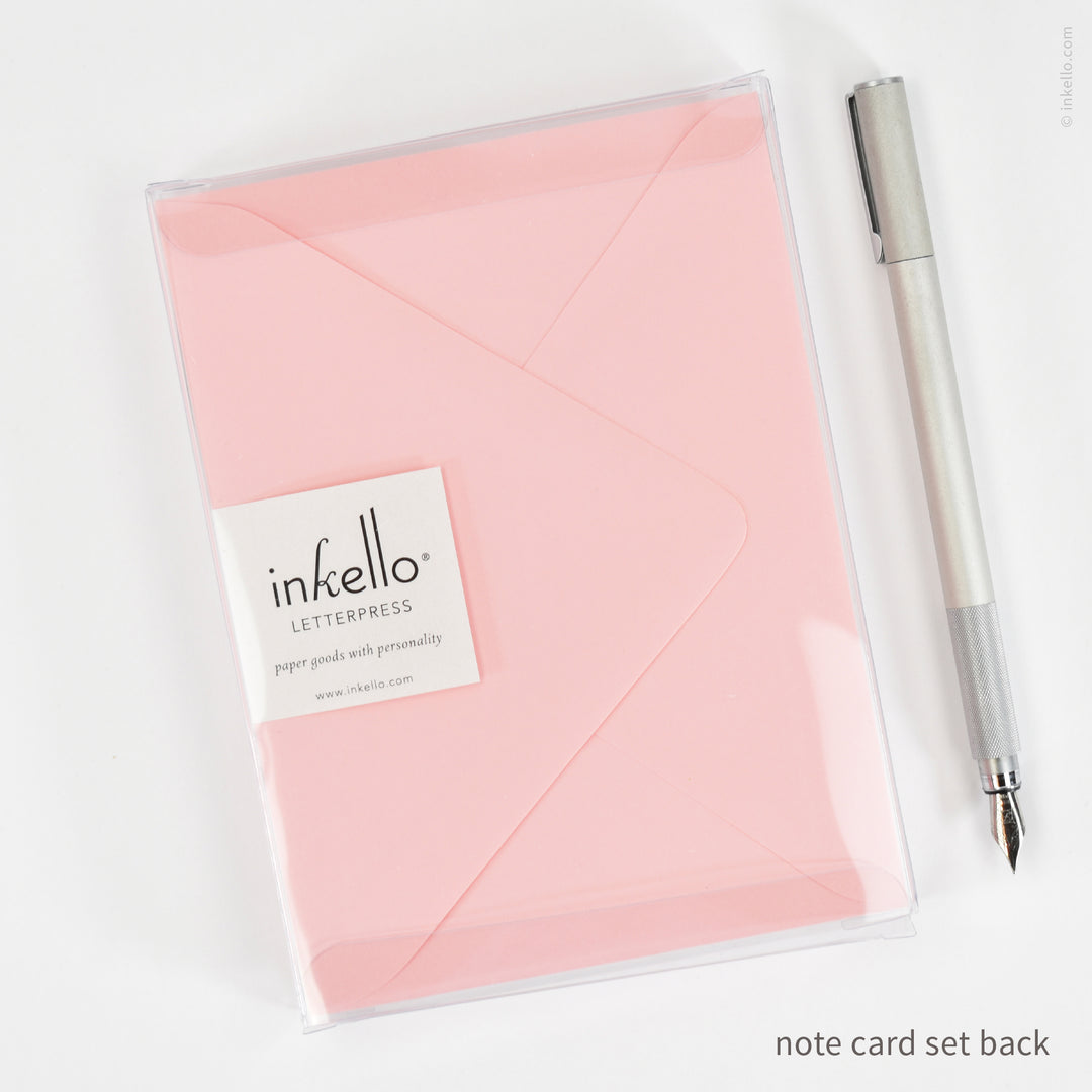Flat Note Card Set with Black Bow (