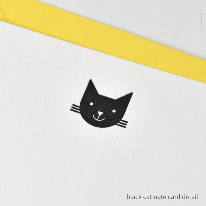 Flat Note Card Set with Black Cat (