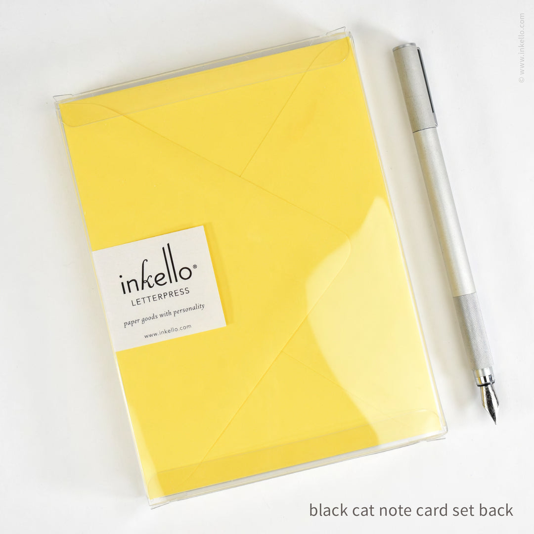 Flat Note Card Set with Black Cat (