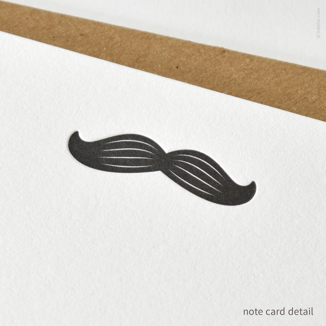 Flat Note Card Set with Black Mustache (