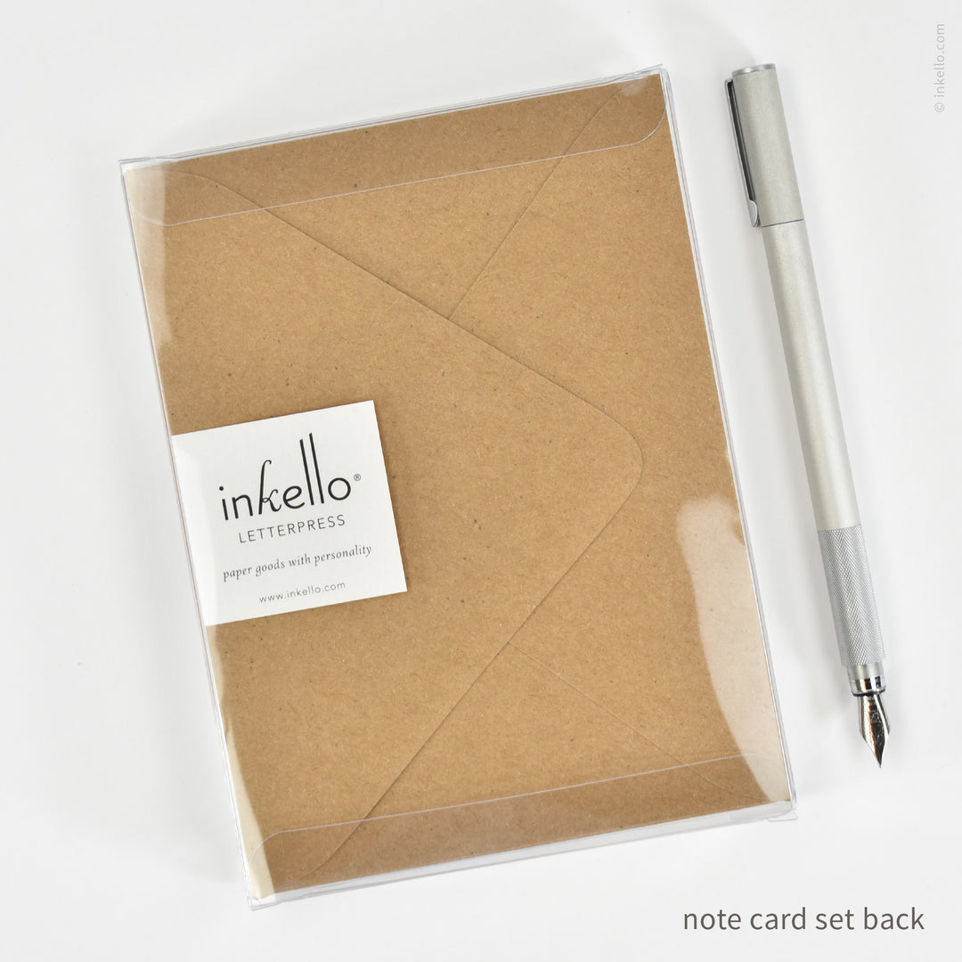 Flat Note Card Set with Black Mustache (