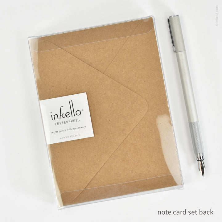 Flat Note Card Set with Black Mustache (