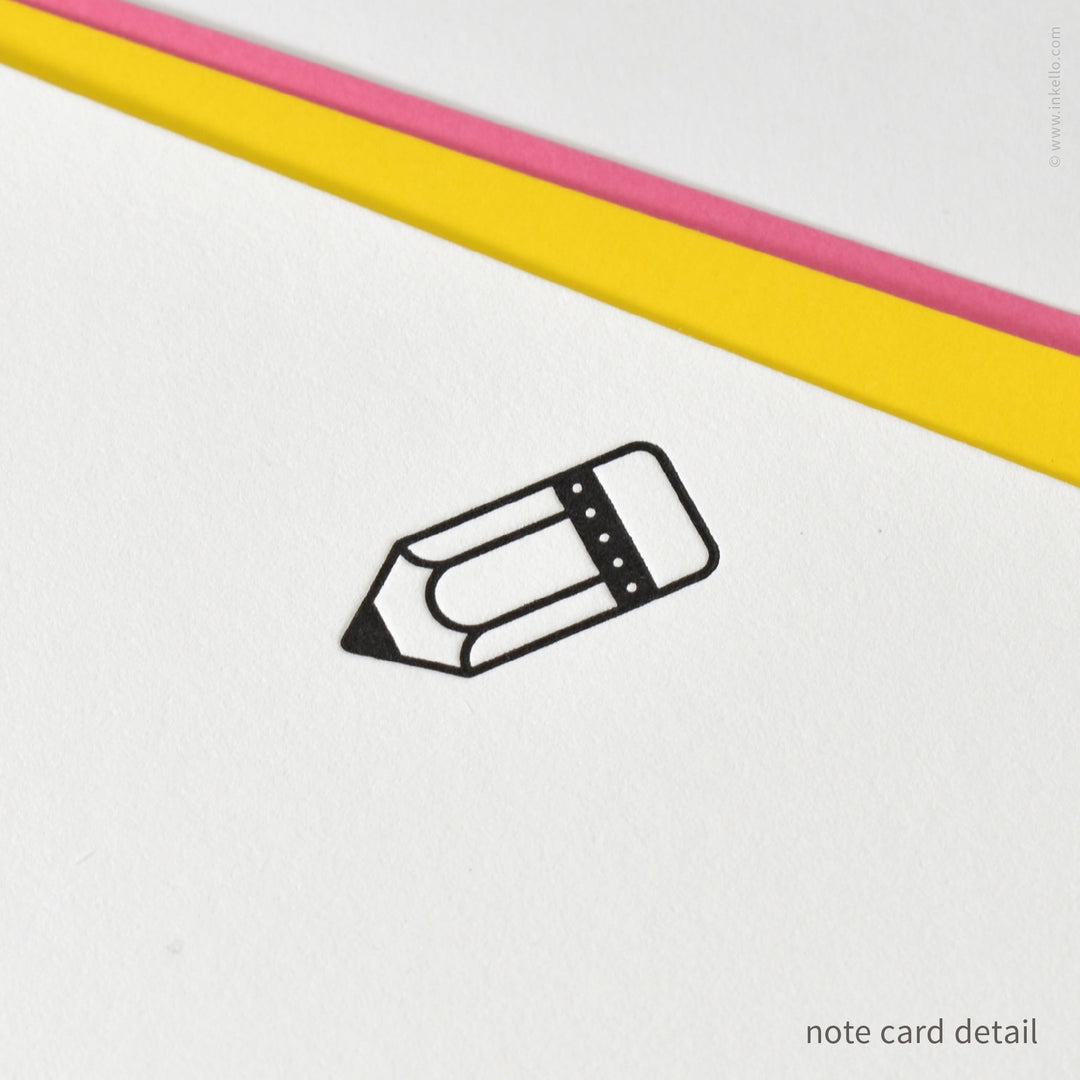 Flat Note Card Set with Black Pencil (