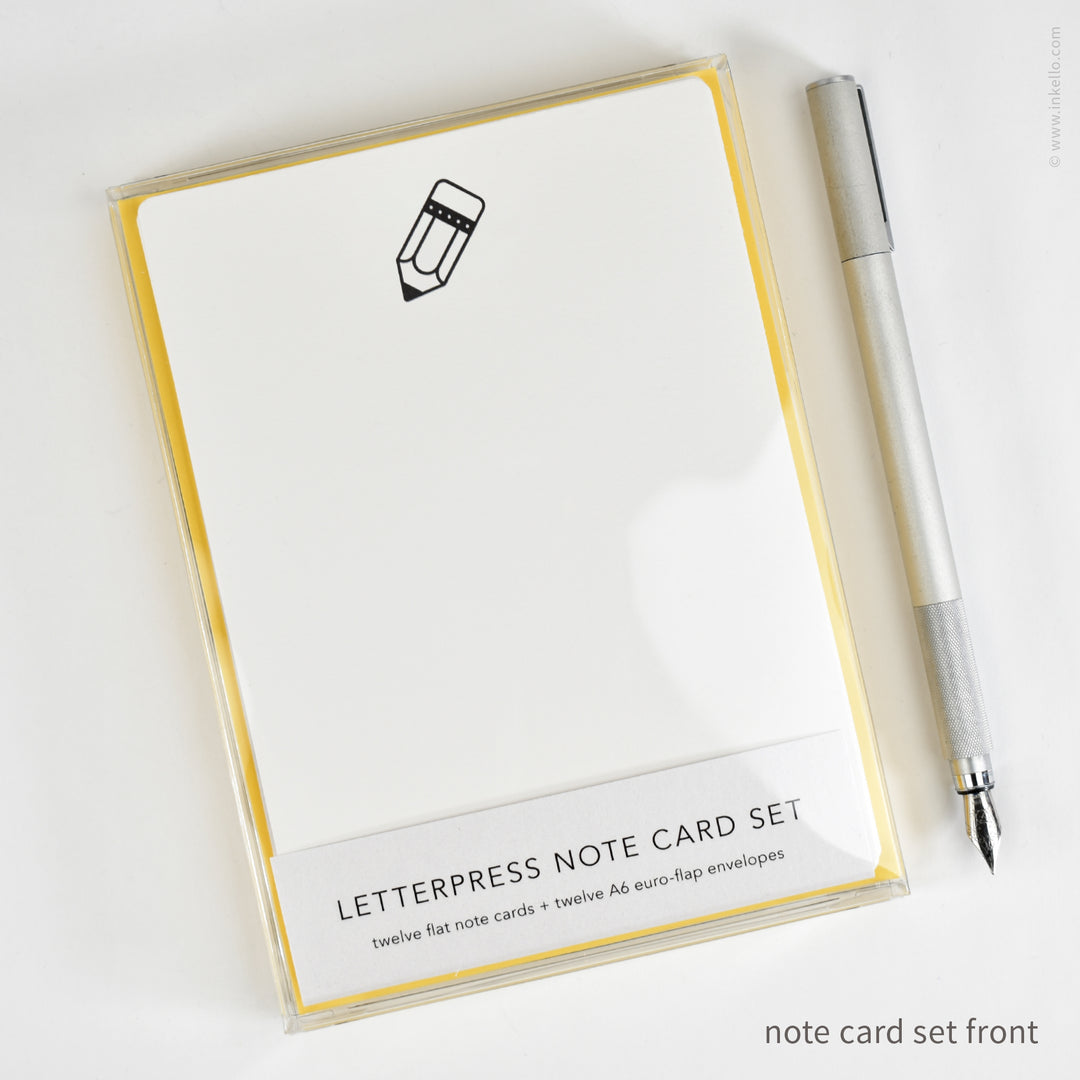 Flat Note Card Set with Black Pencil (