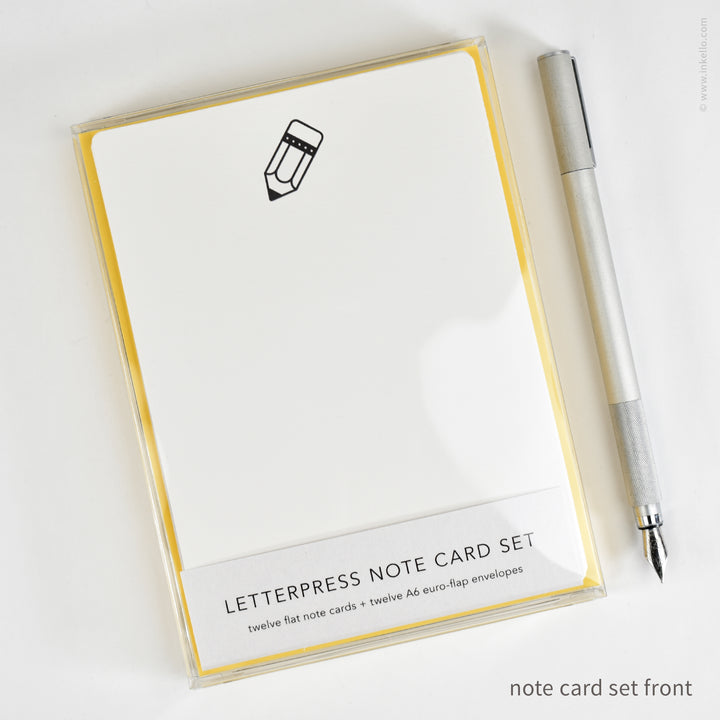 Flat Note Card Set with Black Pencil (