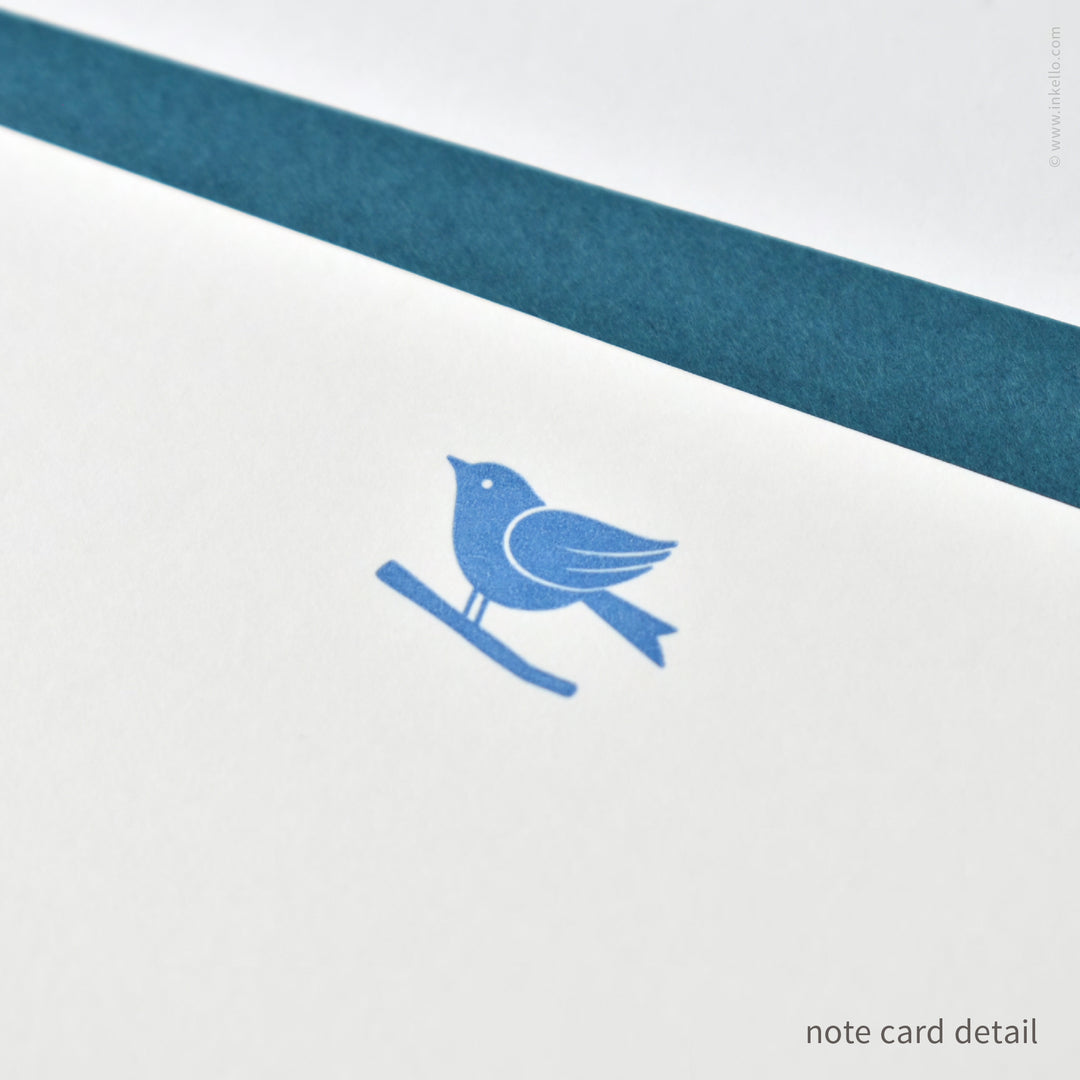 Flat Note Card Set with Bluebird (