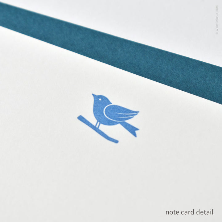 Flat Note Card Set with Bluebird (