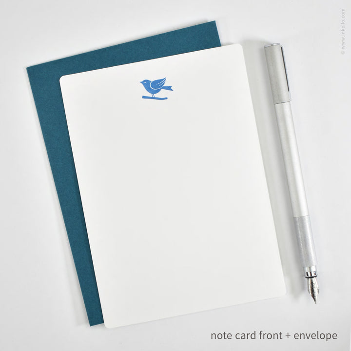 Flat Note Card Set with Bluebird (