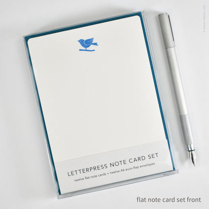 Flat Note Card Set with Bluebird (
