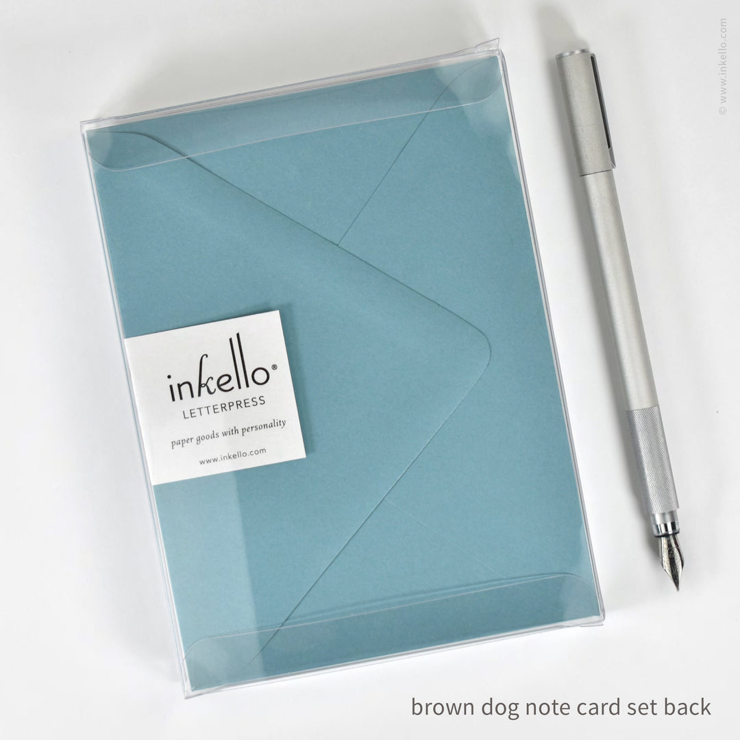 Flat Note Card Set with Brown Dog (