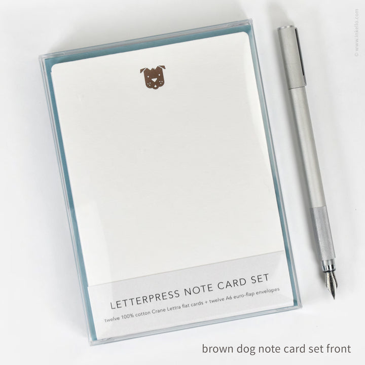 Flat Note Card Set with Brown Dog (