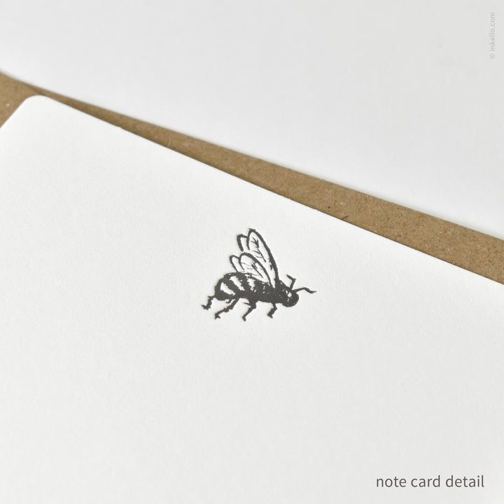 Flat Note Card Set with Buzzing Bee (