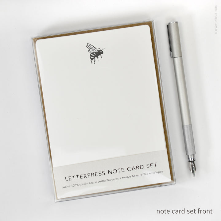 Flat Note Card Set with Buzzing Bee (