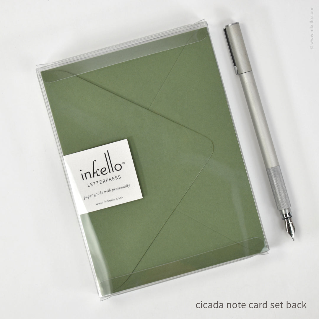 Flat Note Card Set with Cicada (