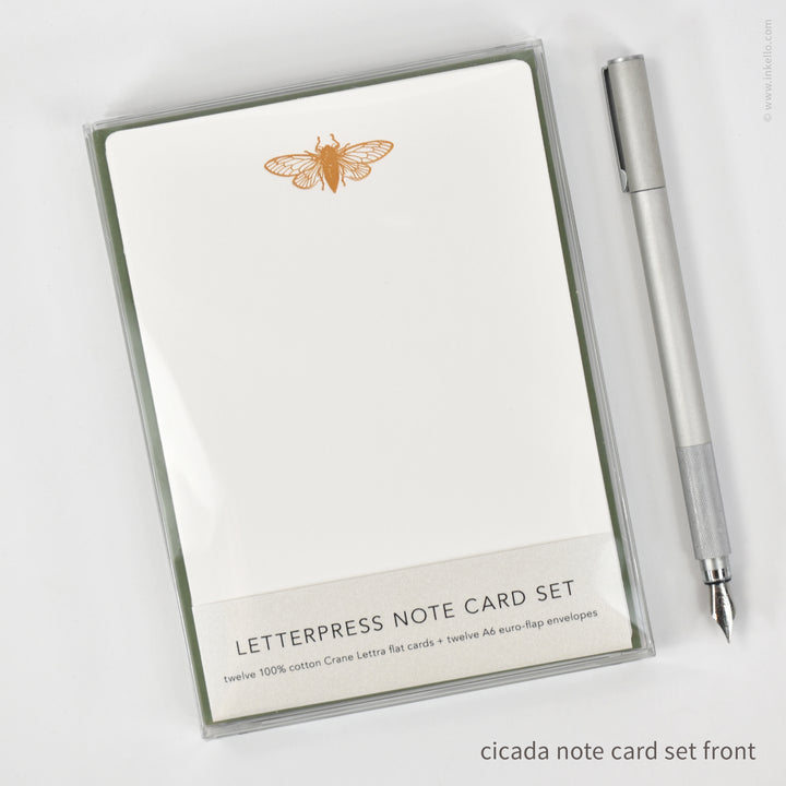 Flat Note Card Set with Cicada (