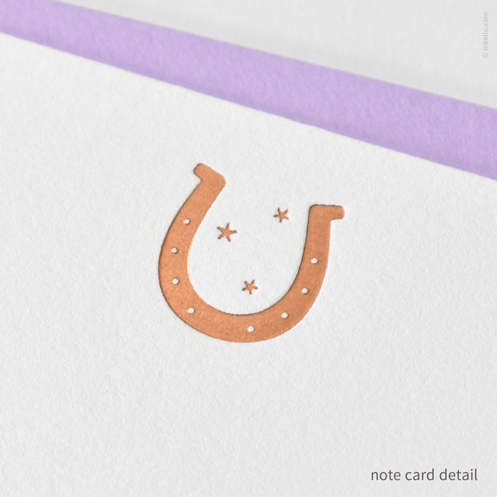Flat Note Card Set with Copper Horseshoe (