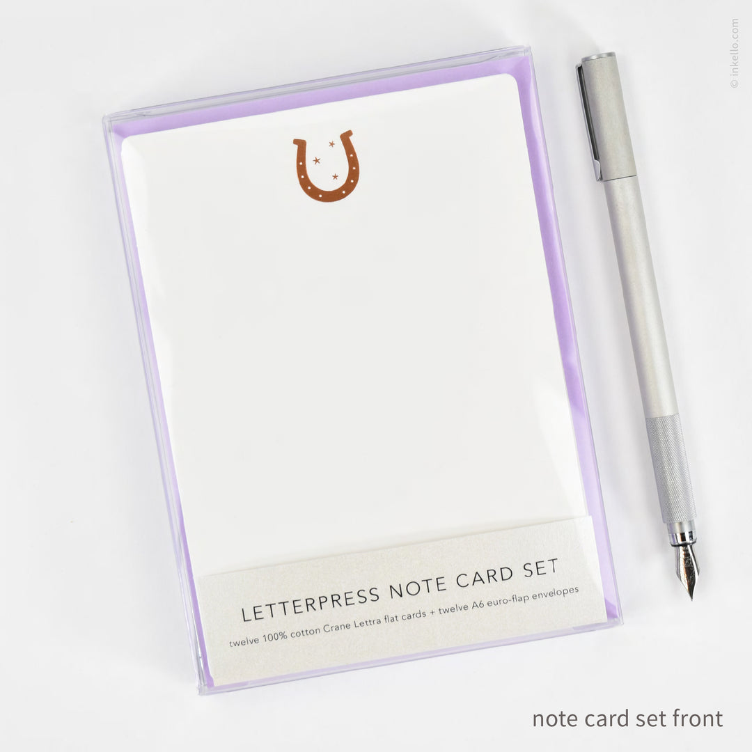 Flat Note Card Set with Copper Horseshoe (