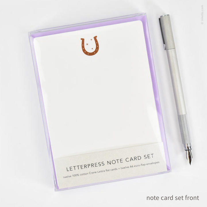 Flat Note Card Set with Copper Horseshoe (