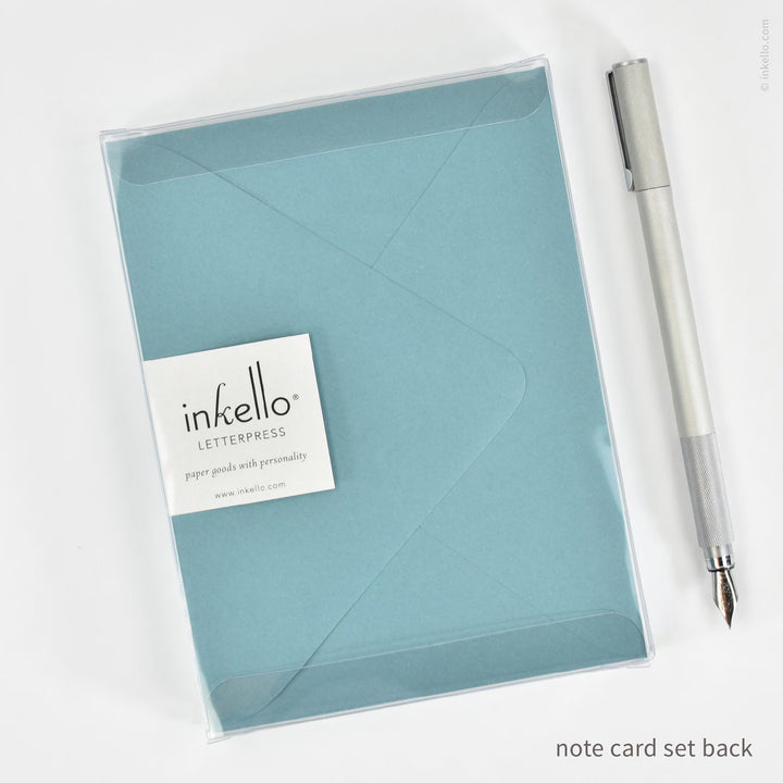 Flat Note Card Set with Feather Quill &amp; Ink Pot (