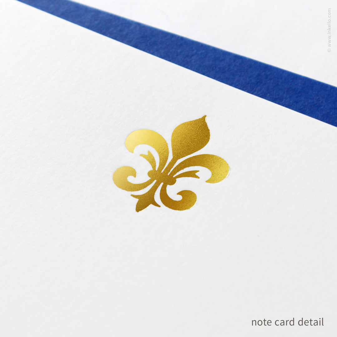 Flat Note Card Set with Gold Fleur-de-Lis (
