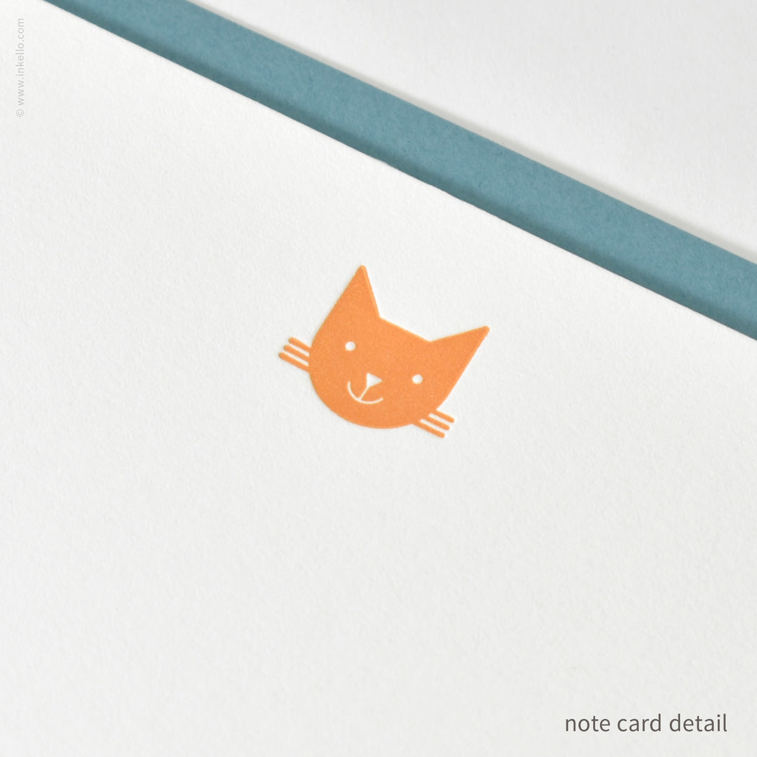 Flat Note Card Set with Ginger Cat (