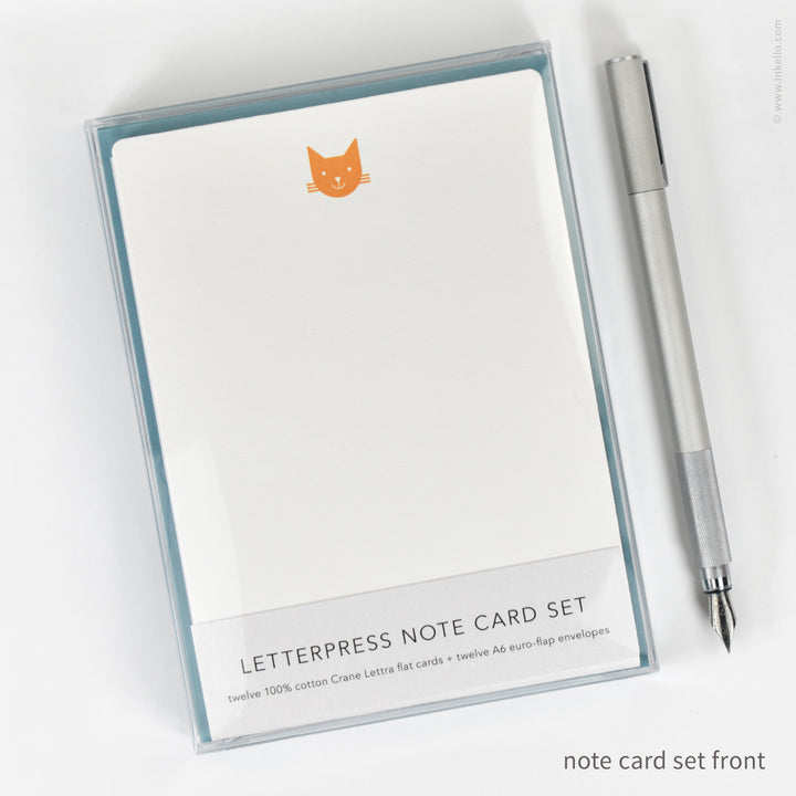 Flat Note Card Set with Ginger Cat (