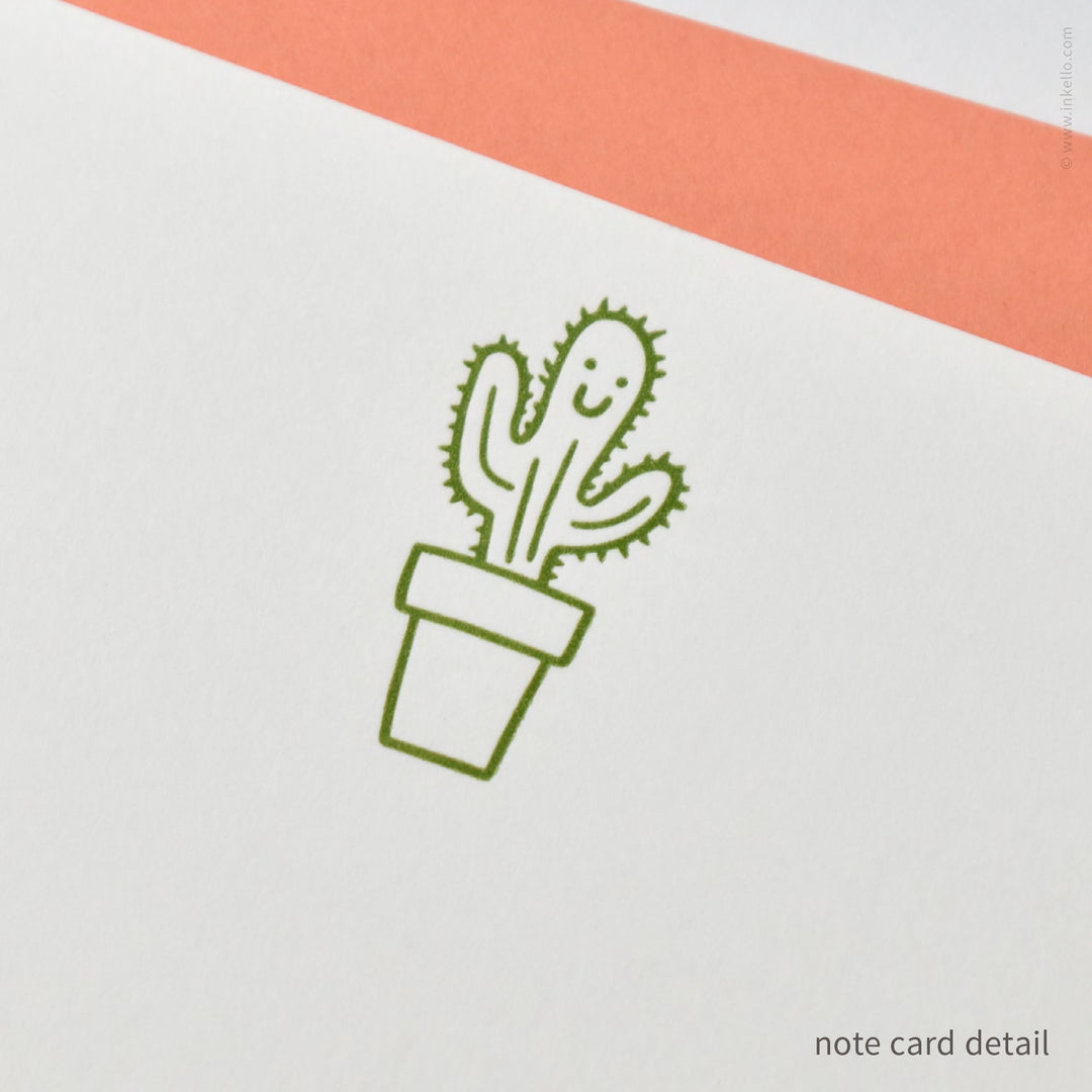 Flat Note Card Set with Happy Cactus (