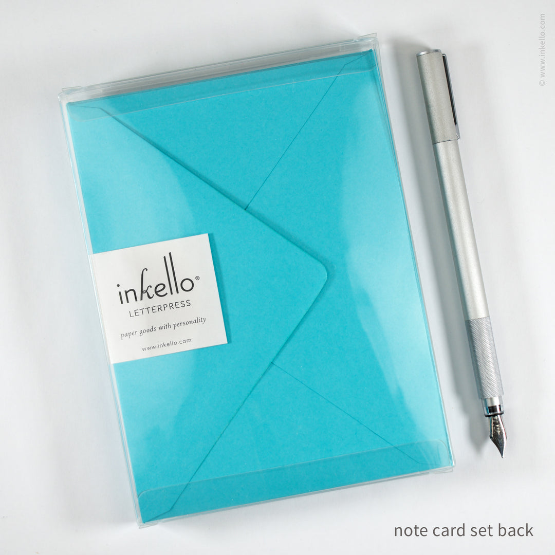 Flat Note Card Set with Navy "Hello!" Script (