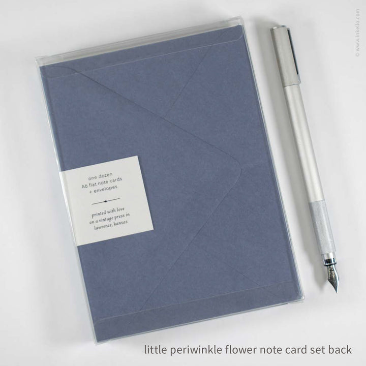 Flat Note Card Set with Little Periwinkle Flower (