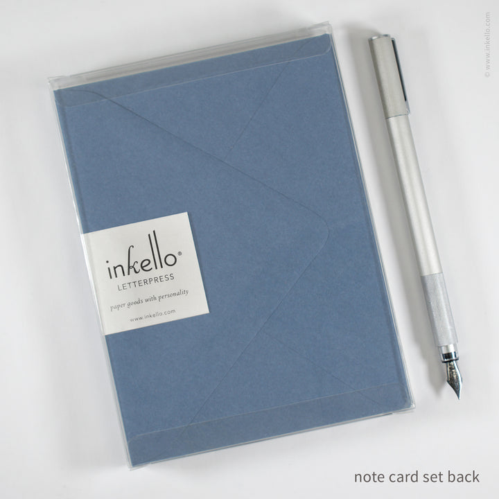 Flat Note Card Set with Little Periwinkle Flower (