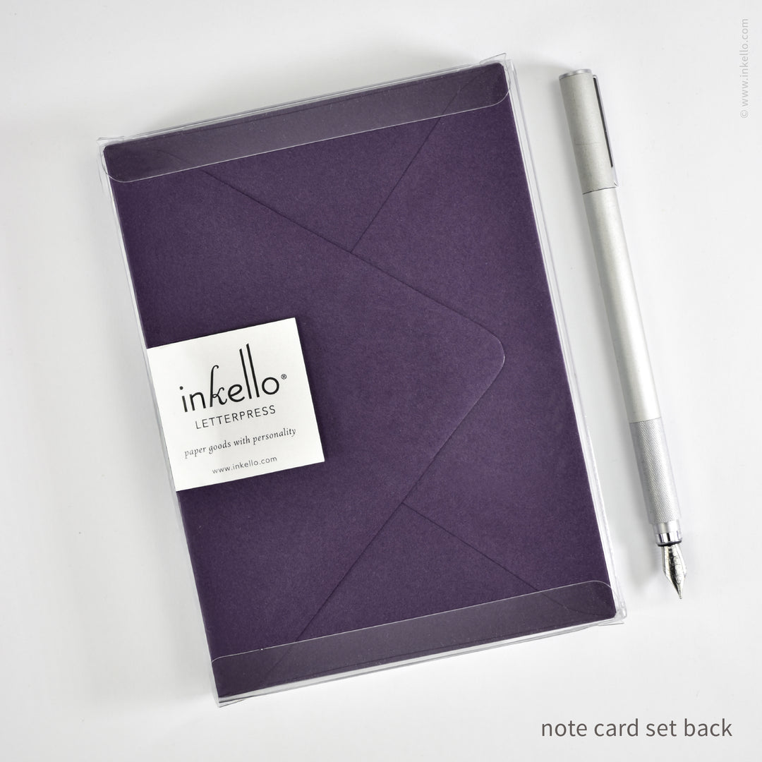 Flat Note Card Set with Purple Bouquet (
