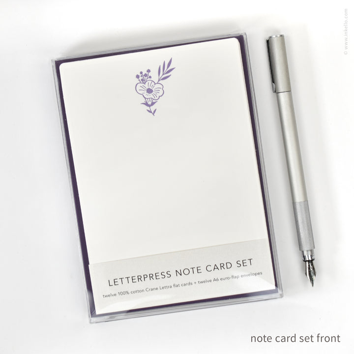 Flat Note Card Set with Purple Bouquet (