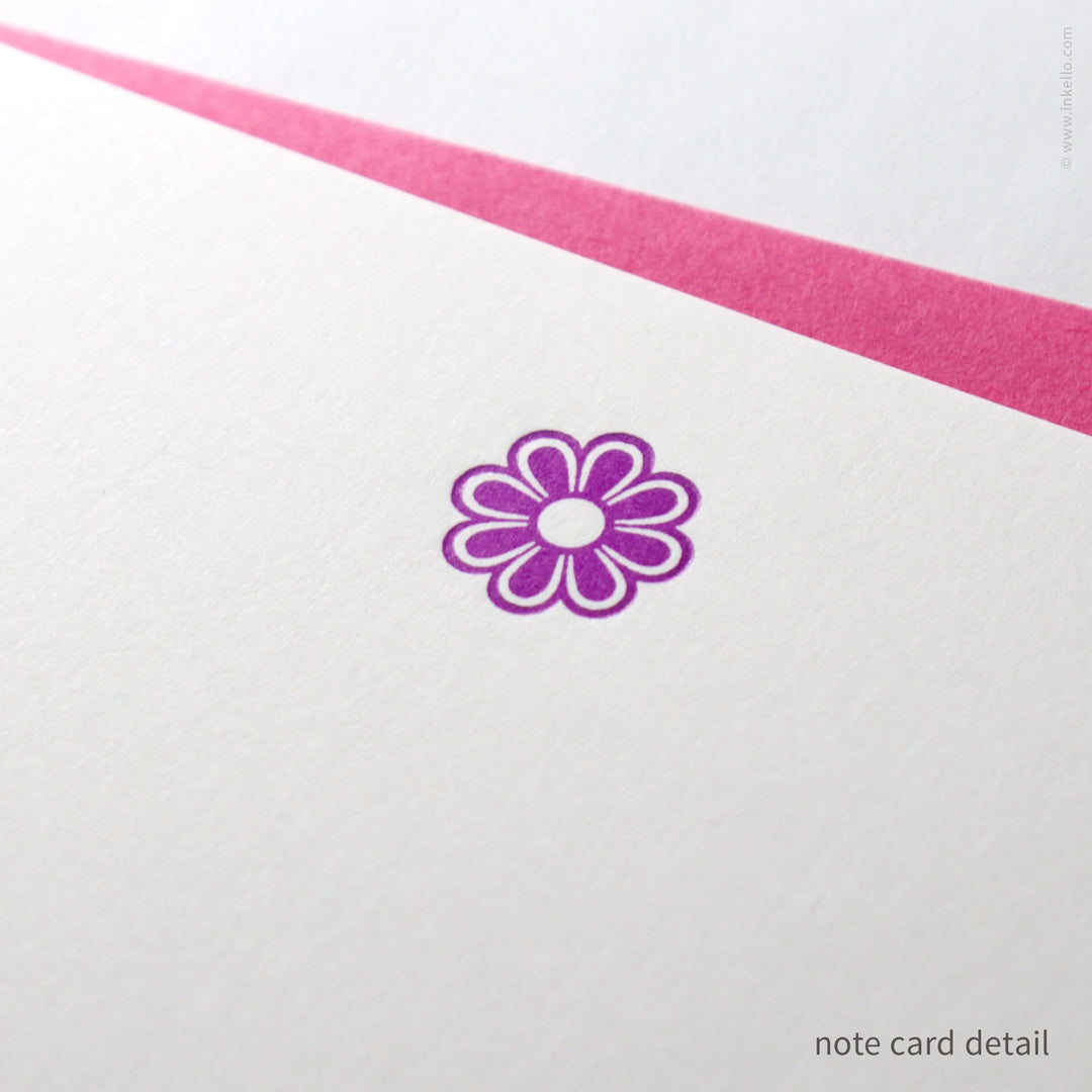Flat Note Card Set with Purple Flower (