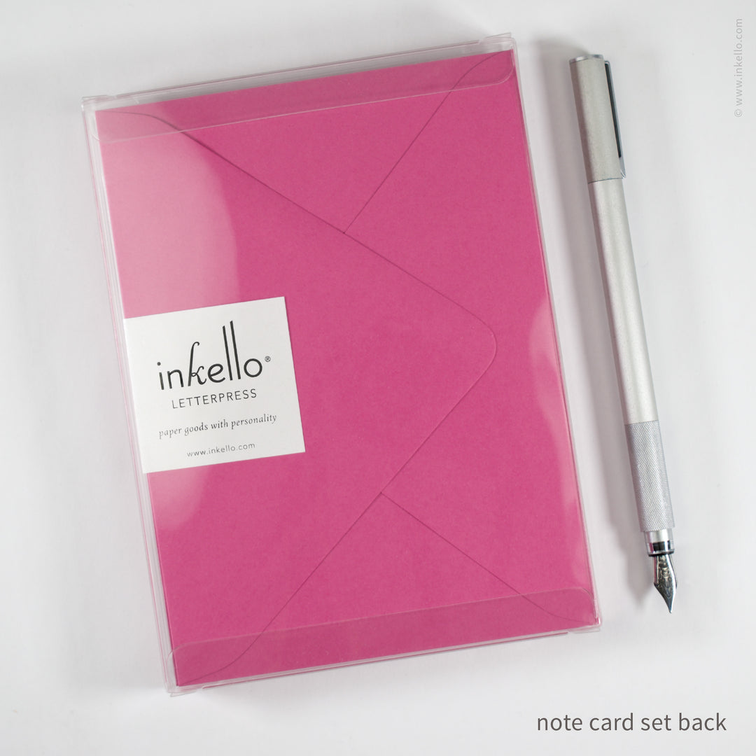 Flat Note Card Set with Purple Flower (