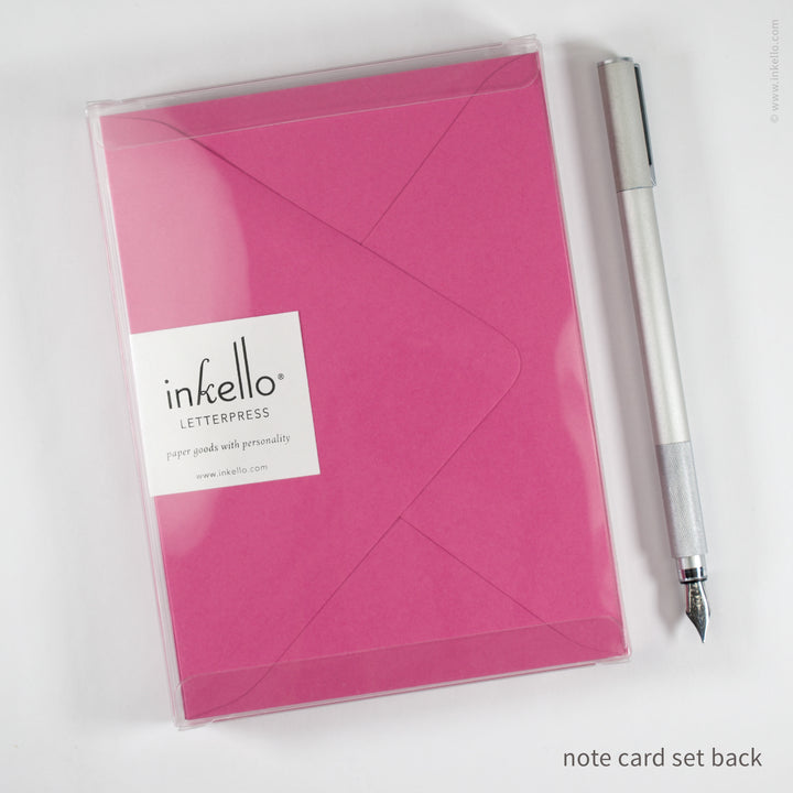Flat Note Card Set with Purple Flower (