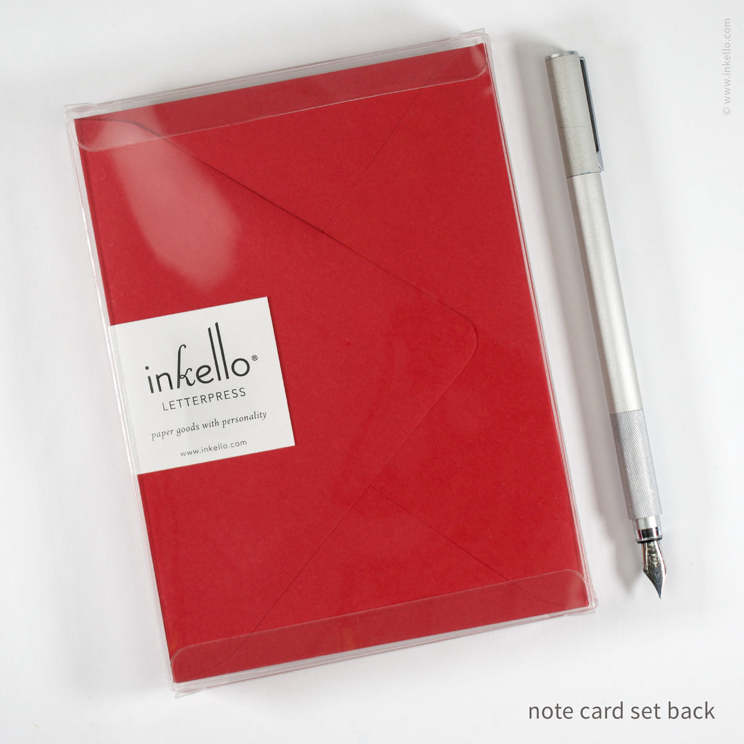 Flat Note Card Set with Red Maple Leaf (