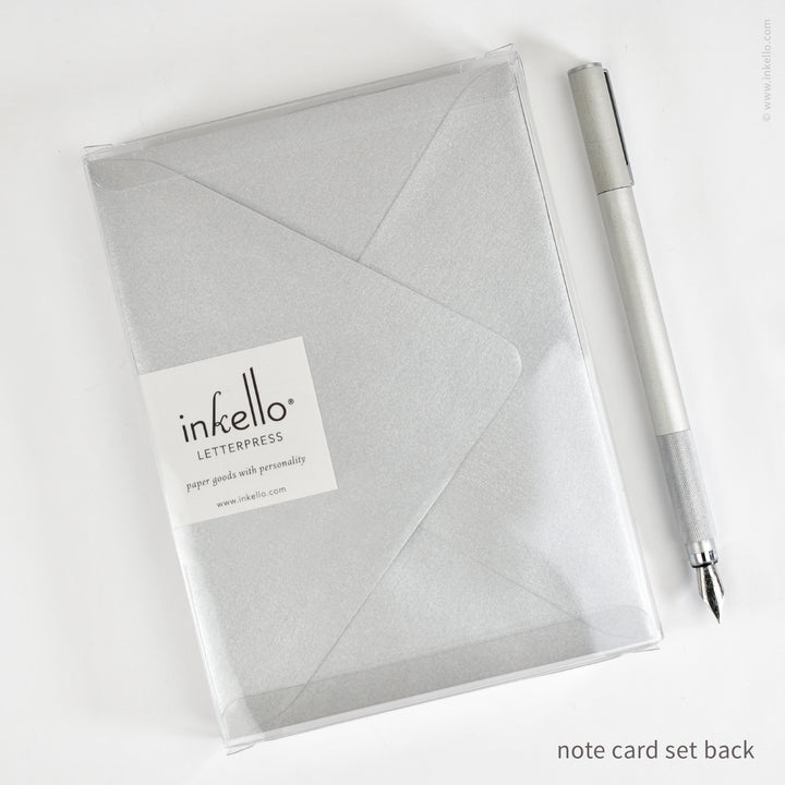 Flat Note Card Set with Silver Snowflake (