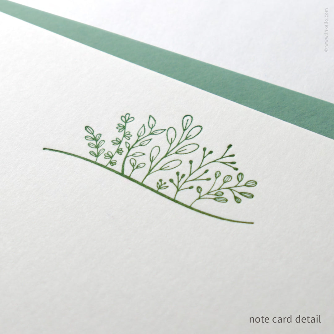 Flat Note Card Set with Green Sprouting Plants (