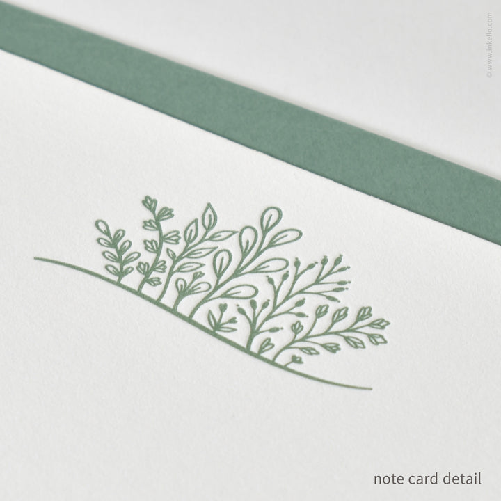 Flat Note Card Set with Green Sprouting Plants (